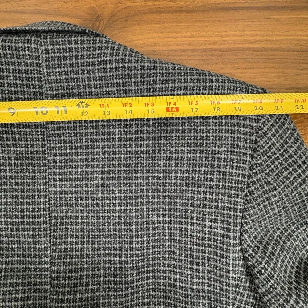 Bill Robinson 46R Grey Check Plaid Wool Lambswool‎ 3-Button Blazer Sport Coat